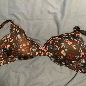 Just Be Floral Print Bra - Brown and Blue